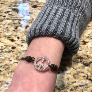 Fossil Leather Peace Sign Bracelet